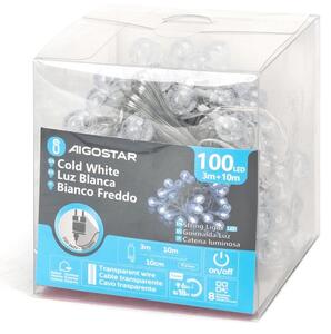 Aigostar - Ghirlandă LED de exterior pentru Crăciun, 100xLED/8 funcții, 13m, IP44, alb rece