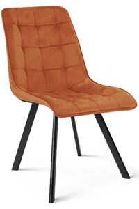Scaun de sufragerie CIEZA VELVET cu picioare negre, teracota