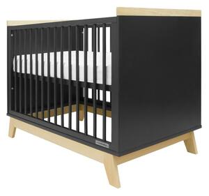 New Baby Pătuț pentru copii Marcus cu bară deprotecție, negru/natur