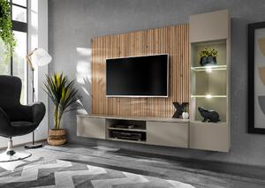 Mobilier living Xanthe SGAS XR L (gri + stejar artizanal) (cu iluminat). Promo -20%. 1156509