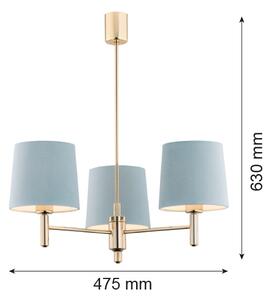 Lustră pe tijă PONTE 3xE27/15W/230V albastră/alamă Argon 1484