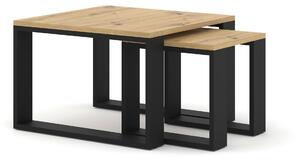Set măsuțe cafea Nulakka (Stejar artisan + Negru). Promo -17%. 1124967