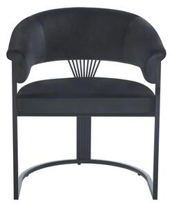 Scaun dining, cadru metalic negru, tapiterie catifea, Negru/Negru