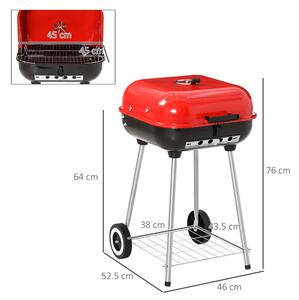 Outsunny Barbecue cu Carbon BBQ Grill cu Capac si Roti, 45x47.5x70cm| Aosom Ro