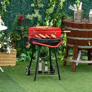 Outsunny barbecue reglabil, 67x51x82cm, negru si rosu | Aosom Ro