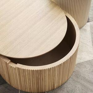 Masuta de cafea rotunda cu efect de lemn in stil japandi DEPRIMO 43085 by Deprimo