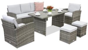 Mobilier de grădină Monaco Apetito 5 + 2 pufuri Garden Point gri