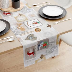 Goldea napron de masă decorativ loneta - patchwork de crăciun 35x180 cm