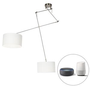 Lampă suspendată inteligentă din oțel cu abajur 35 cm alb inclusiv 2 Wifi A60 - Blitz