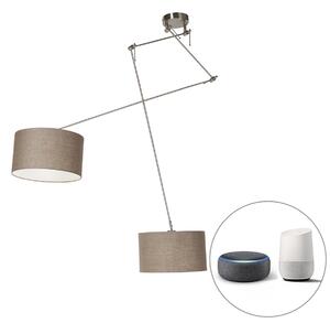 Lampa suspendata inteligenta din otel cu abajur 35 cm taupe inclusiv 2 Wifi A60 - Blitz