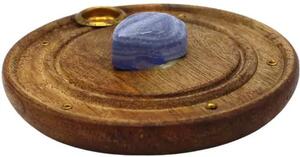 Suport betisoare / conuri tamaie din lemn si piatra semipretioasa Lapis Lazuli