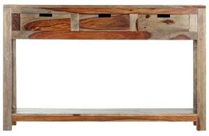 Masă consolă cu 3 sertare, 120x30x75 cm, lemn masiv de sheesham