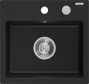 Mexen Milo chiuvetă de granit cu 1 compartiment 435 x 410 mm, Neagră - 6505441000-77