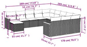 Set canapea de grădină cu perne, 12 piese, gri, poliratan