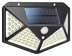 Lampa solara de perete IdeallStore®, Bright Night, 100 LEDuri, senzor de miscare, plastic, negru