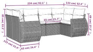 Set canapele de grădină cu perne, 7 piese, negru, poliratan