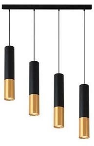 Lustra pendul LED 4 x GU10, maxim 35W, baza 49x4x2.5 cm, lungime cablu 70 cm, negru/auriu