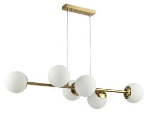 Lustra suspendata, 6xE27, abajur 120 mm, inaltime 80 cm, maxim 35W, metal si sticla mata, pentru spatii interioare