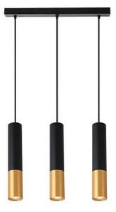 Lustra moderna cu 3 pendule negre/aurii, GU10, putere 35W, cablu 70 cm, tub 54 x 290 mm, aluminiu si otel
