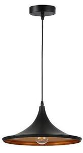 Lustra LED suspendata pentru living, 35W, E27, abajur 360 x 170 mm, cadru aluminiu, neagra