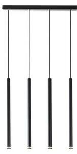Lustra suspendata din aluminiu si otel, 4 pendule, G9, 490 x 40 x 25 mm, negru mat, acrilic