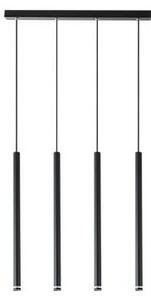 Lustra suspendata din aluminiu si otel, 4 pendule, G9, 490 x 40 x 25 mm, negru mat, acrilic