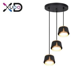 Lustra suspendata, 3 pendule, putere 35W, baza 25x2,5 cm, IP20, negru si auriu