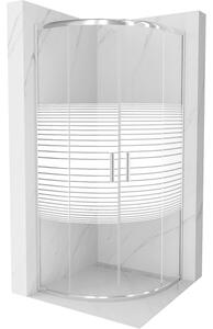 Mexen Rio, duș pătrat cu ușă glisantă 70 (uşă) x 70 (uşă) x 190 cm, sticlă transparentă de 6 mm cu benzi, profil cromat, 863-070-070-01-20