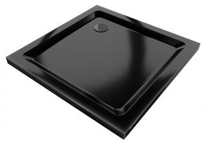 Mexen Flat receveur de duș pătrat subțire 70 x 70 cm, negru, sifon negru - 40707070B