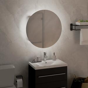 Dulap de baie cu oglindă rotundă și LED, alb, 40x40x17,5 cm