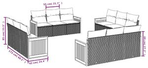 Set canapea de grădină cu perne, 12 piese, gri, poliratan