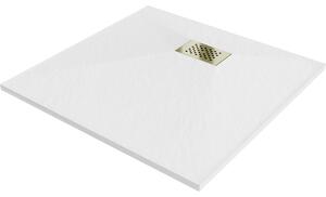 Mexen Hugo cabină de duș pătrată SMC 80 x 80 cm, albă, mască aurie - 42108080-G