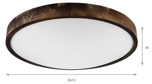 Plafonieră LED OAK SMOKY SLIM, 36W, 230V, 4000K, diam. 47 cm, stejar/maro închis