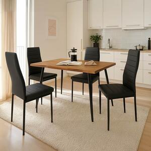 Set masa si scaune 5 buc Neve-Parker Negru 120x80x75 cm