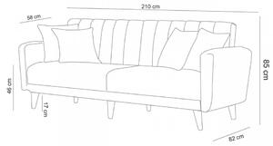 Canapea Extensibilă cu 3 Locuri Aqua, Crem