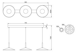 Globo LAMPONE 15635S-3 - Lustră LED suspendată pe cablu, 24W/230V, 4000K, neagră
