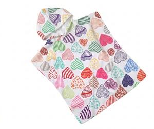 Poncho pentru copii INIMIOARE colorate Dimensiune: 60 x 120 cm