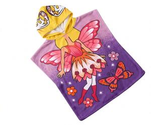 Poncho pentru copii ZANA SI FLUTURE violet Dimensiune: 60 x 120 cm
