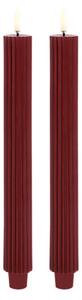 Lumânare Taper LED Grooved 2-pack 3,2x25,5 cm Wine Roșu/Smooth - Uyuni Lighting