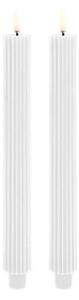 Lumânare Taper LED Grooved 2-pack 3,2x25,5 cm Nordic Alb/Smooth - Uyuni Lighting