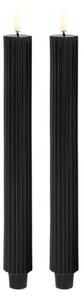 Lumânare Taper LED Grooved 2-pack 3,2x25,5 cm Plain Negru/Smooth - Uyuni Lightin