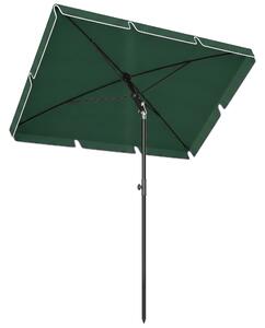 Outsunny Umbrelă pentru Grădină Dreptunghiulară, cu Inclinare Reglabilă și Stâlp din Aluminiu, 2x2.4m, Verde/Negru | Aosom Romania