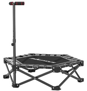 SPORTNOW Trambulină Fitness pentru Adulți Ø104 cm, Pliabilă, cu Sistem de Deschidere și Închidere dintr-o Singură Mișcare, Mâner Reglabil și 24 Corzi Elastice, Negru | Aosom Romania