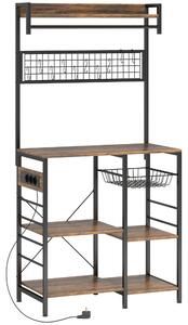 HOMCOM Scaffale Bucătărie Con Prize E Led, Struttura In Oțel, Marrone Rustic | Aosom Romania
