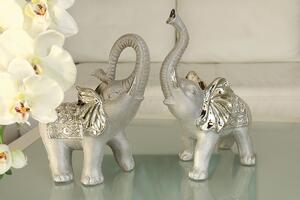 Set 2 figurine elefant Grace, ceramica, gri argintiu, 18x19x9.5 cm