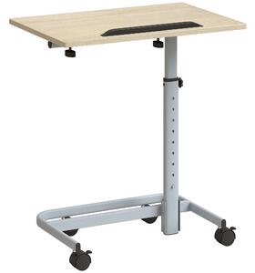 HOMCOM Măsuță pentru Laptop cu Înălțime Reglabilă, 4 Roți, Lemn și Metal, 60 x 40 x 72-93,5 cm, Stejar | Aosom Romania