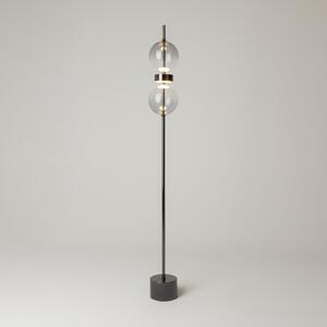 Maytoni Lampadar LED DOUBLE MOON, negru/gri fumuriu, înălțime 146 cm, reglabil, Gri, Camera de zi / sufragerie, Sticlă, Modern, glob