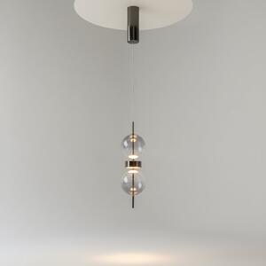 Maytoni Lampă suspendată LED DOUBLE MOON, gri fumuriu, Ø 12 cm, sticlă, Gri, Camera de zi / sufragerie, Sticlă, Modern, glob
