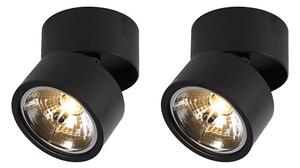 Set de 2 spoturi moderne negre rotunde reglabile - Go Nine