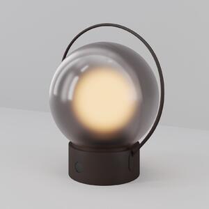 Maytoni Lampa de masă cu LED și baterie Elyra, maro, înălțime 20 cm, IP54, dimabilă, reglabil, Maro / Rugină, Camera de zi / sufragerie, Sticlă, Modern, glob